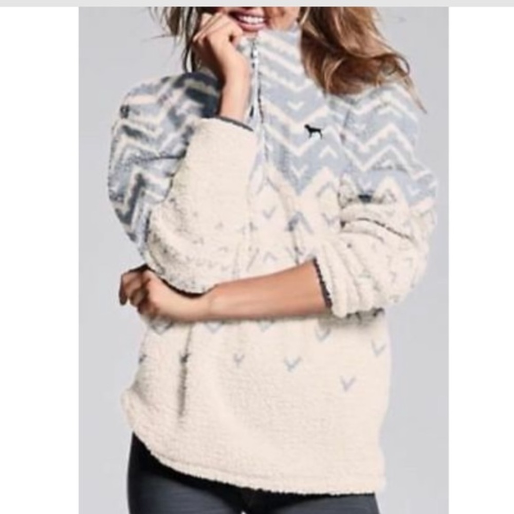 PINK victoria secret Sherpa pullover teddy jacket